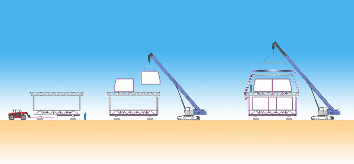Concept sketch illustrating the construction sequence