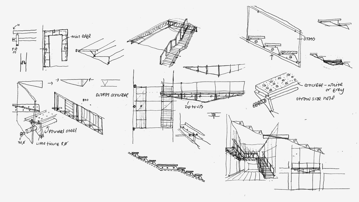 Cantilevered stair concept sketches